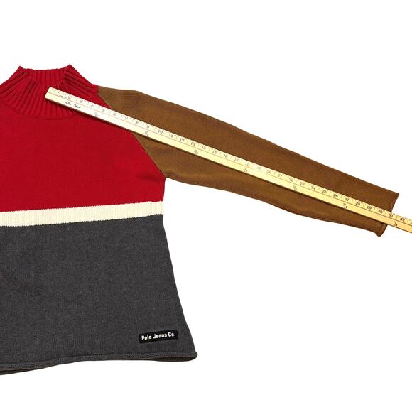 Vtg Polo Jeans Co Ralph Lauren Sweater Womens Large Color Block High Neck Y2K - Picture 9 of 9